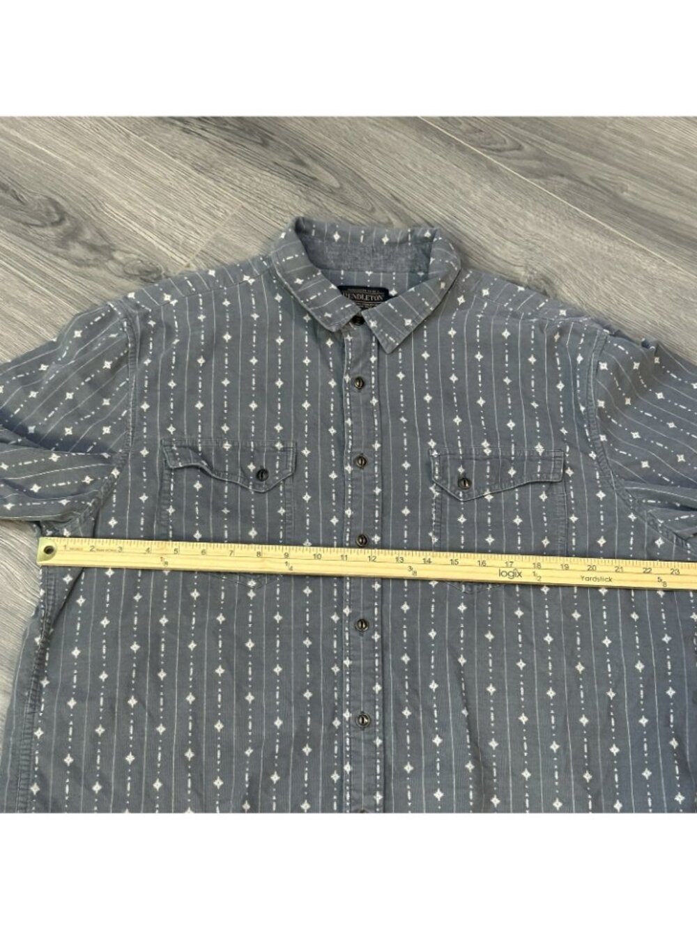 Pendleton Shirt Men XL Slate Pinwale Corduroy Geometric Button Up Western Casual - Picture 8 of 13